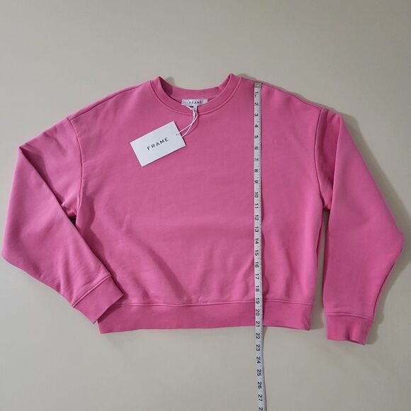 Frame Denim Oversized Crew Hot Pink Long Sleeve Sweatshirt - Picture 10 of 16